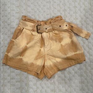 NWOT - Paperbag Waist Denim Shorts - Sunbaked Acid Wash